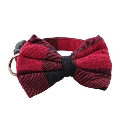 Petblush Checks  Bow Collar For Dogs