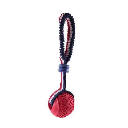 Wootails Rope & Rubber Ball Tug Toy For Dogs