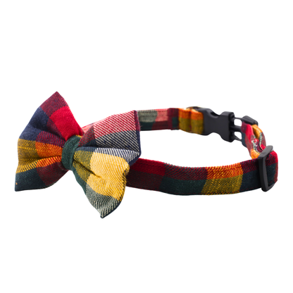 Petblush Checks  Bow Collar For Dogs