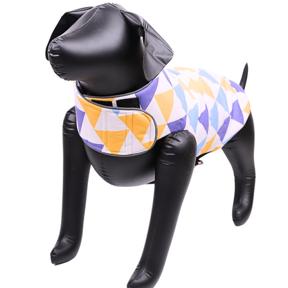 Petblush Woof & Triangles Reversible Velvet Jacket For Dogs