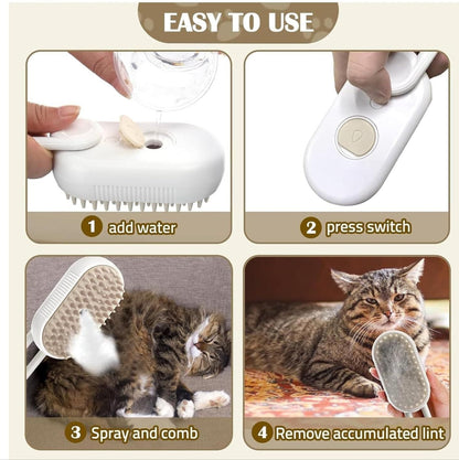 Steam Brush with Handle for Dogs and Cats