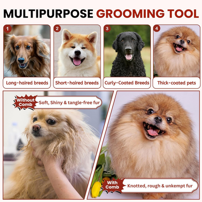 Petblush Double Side Paw Print Grip Comb For Dogs and Cats