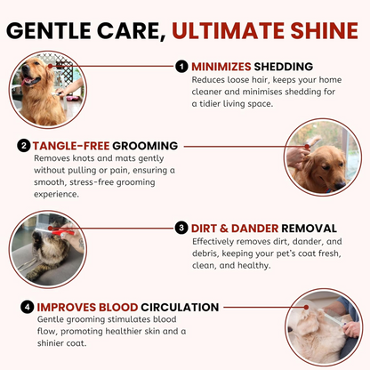 Petblush Double Side Paw Print Grip Comb For Dogs and Cats