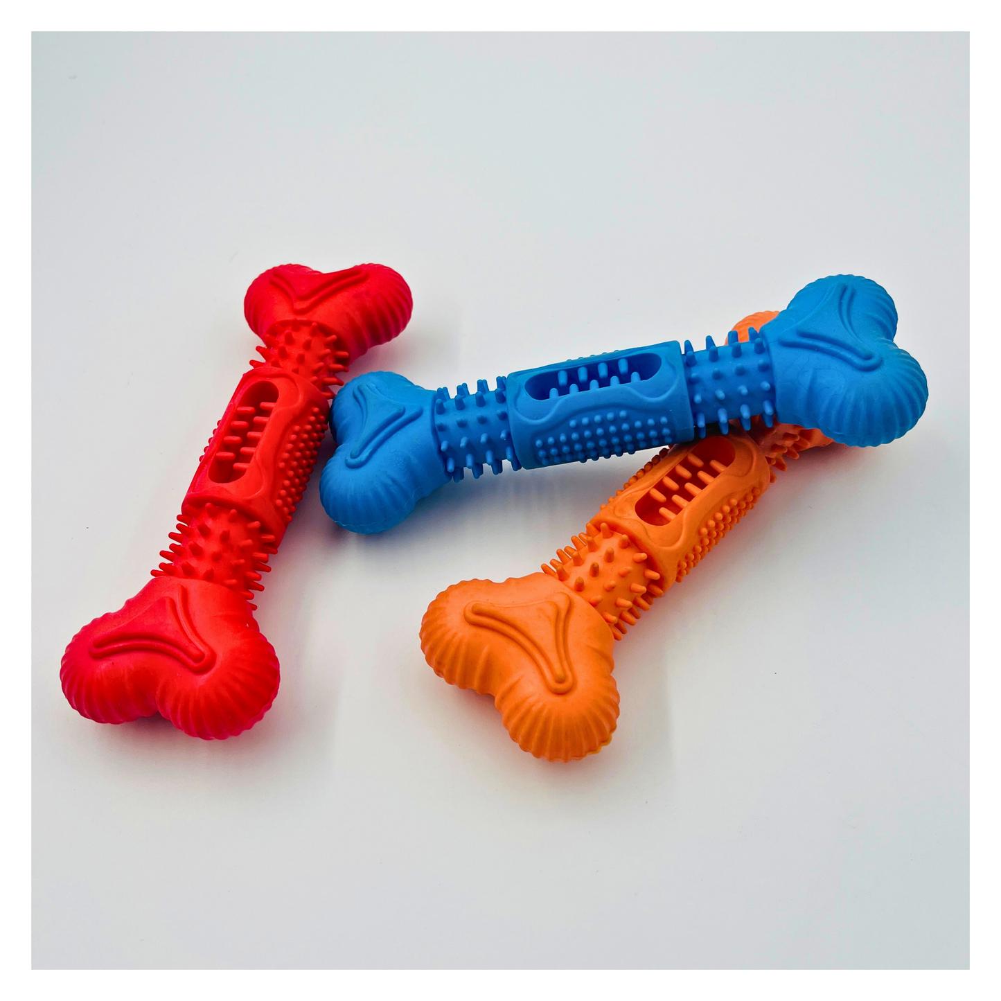 Petblush 5.5 Inch Spiked Bone Rubber Chew Toy for Dogs